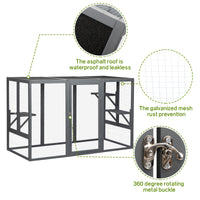 Spacious Wooden Cat Cage With Waterproof Roof With Adjustable Pedals Suitable Gray Black Black Gray Wood