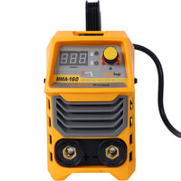 110 220V Mma Welder, 160A Stick Arc Welding Machine Igbt Inverter Digital Display Lcd Hot Start Welder With Electrode Holder, Work Clamp, Input Power Adapter Cable Dual Voltage Dc Yellow Grey Abs Steel Q235