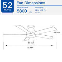 52" Low Profile Ceiling Fan With Lights Antique Black Modern Plywood Metal