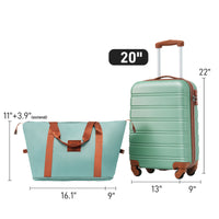 Hardshell Luggage Sets 20Inches Bag Spinner Suitcase With Tsa Lock Lightweight Green Abs