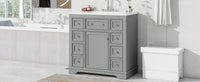 36" Bathroom Vanity With Sink Combo, One Cabinet And Six Drawers, Solid Wood And Mdf Board, Grey Old Sku:Sy999404Aae Grey Solid Wood Mdf