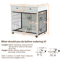 Dog Crate Furniture, Wooden Dog Crate End Table, 38.4 Inch Dog Kennel With 2 Drawers Storage, Heavy Duty Dog Crate, Decorative Pet Crate Dog Cage For Large Indoor Use White 38.4" L 23.2" W 35" H White Mdf Steel
