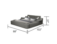 Zoya Smart Multifunctional Queen Size Bed Made With Wood In Gray Box Spring Not Required Queen Gray Wood Bedroom Contemporary,Modern Slat Beds Upholstered Wood