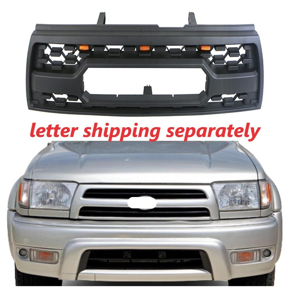 Front Grill For 3Rd Gen 1996 1997 1998 1999 2000 2001 2002 Toyota 4Runner Trd Pro Aftermarket Grill Replacement All Models With 3 Led Lights And Letters Matt Black Abs Abs