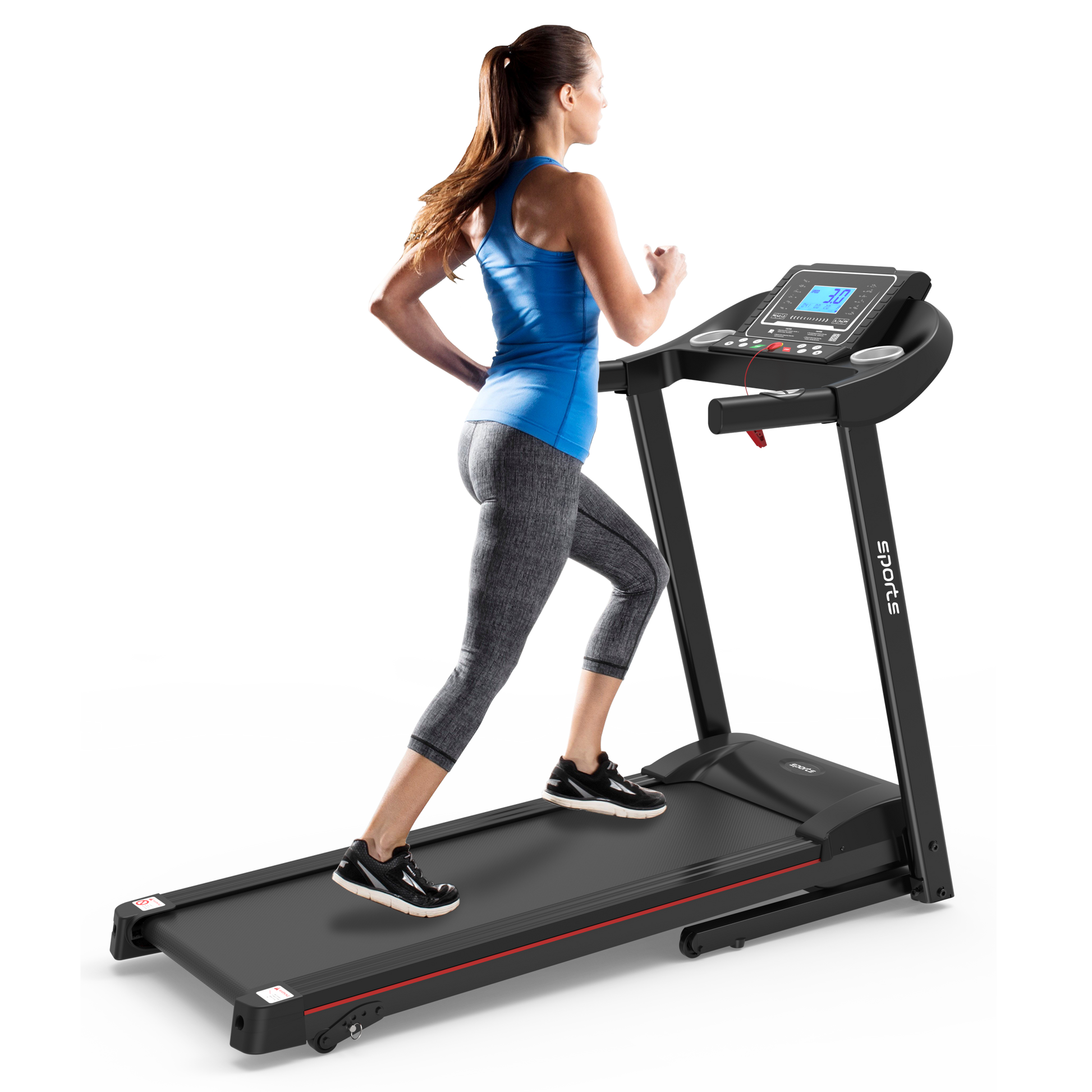 Fitshow App Home Foldable Treadmill With Incline, Folding Treadmill For Home Workout, Electric Walking Running Treadmill Machine 5" Lcd Screen 250 Lb Capacity Bluetooth Music Indoor Fitness Black Handheld Foldable Body Building Carbon Steel