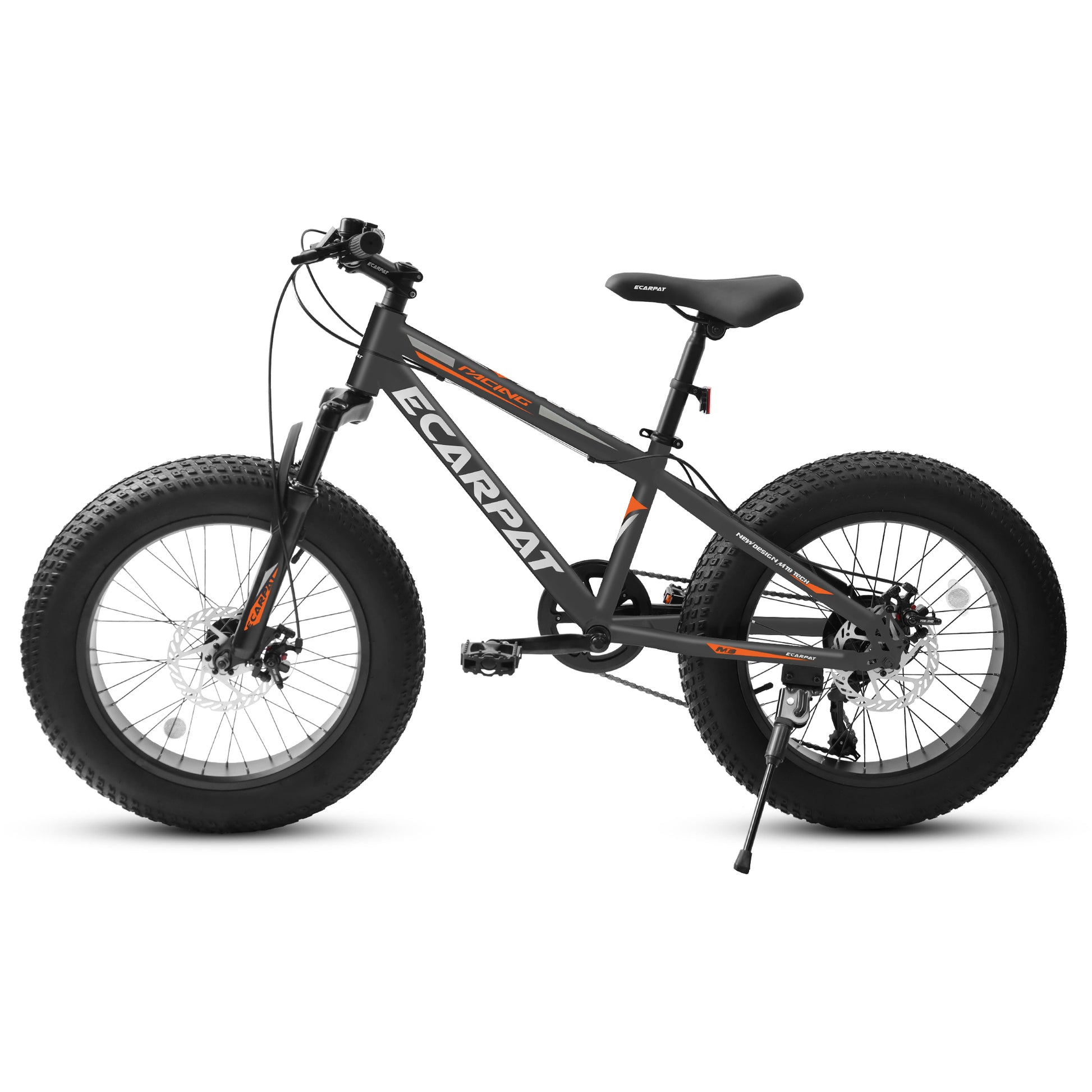 A20316 20 Inch Fat Tire Bike Adult Youth Full Shimano 7 Speed Mountain Bike, Dual Disc Brake, High Carbon Steel Frame, Front Suspension, Mountain Trail Bike, Urban Commuter City Bicycle,Fat Tire Bike Grey Steel