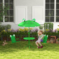 Folding Kids Table And Chair Set For Garden, Backyard, Green Green Metal