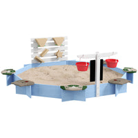Wooden Sandbox For 3 7 Years, 85" X 85" X 25", Blue Blue Wood