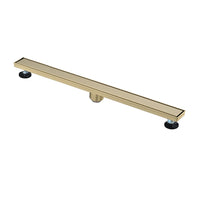 36 Inches Linear Shower Drain, Included Hair Strainer And Leveling Feet Brushed Gold Stainless Steel