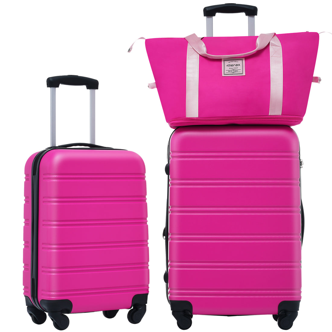 Hardshell Luggage Sets 2Pcs Bag Spinner Suitcase With Tsa Lock Lightweight Pink Abs