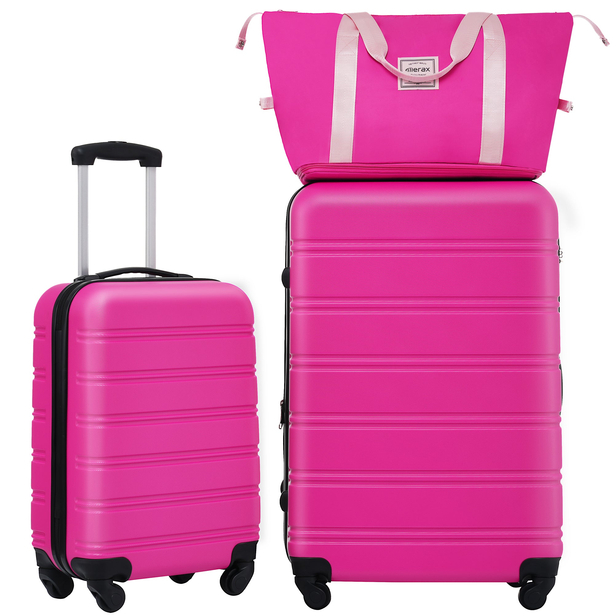 Hardshell Luggage Sets 2Pcs Bag Spinner Suitcase With Tsa Lock Lightweight 20" 28" Pink Abs