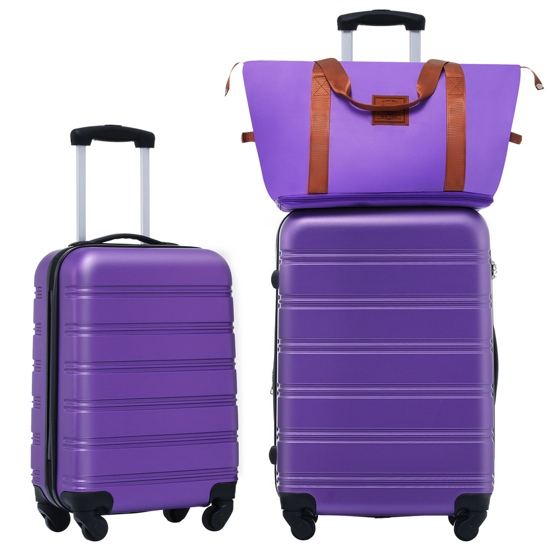 Hardshell Luggage Sets 2Pcs Bag Spinner Suitcase With Tsa Lock Lightweight 20" 24" Purple Abs