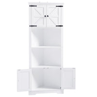 Tall Bathroom Storage Cabinet, Corner Cabinet With Doors And Adjustable Shelf, Mdf Board, White White Mdf