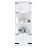 Tall Bathroom Storage Cabinet, Corner Cabinet With Doors And Adjustable Shelf, Mdf Board, White White Mdf