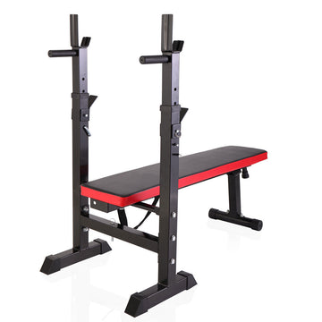 Adjustable Folding Multifunctional Workout Station Adjustable Workout Bench With Squat Rack Balck Red Black Red Metal