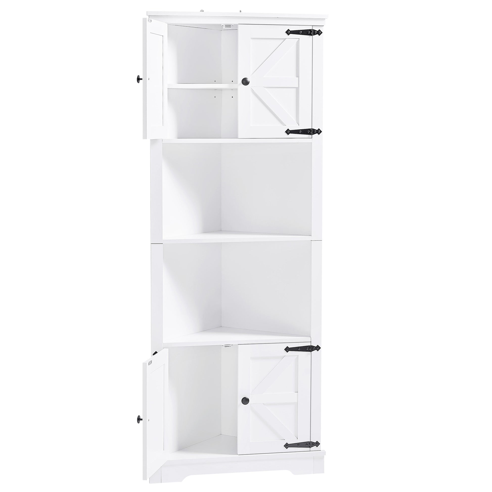 Tall Bathroom Storage Cabinet, Corner Cabinet With Doors And Adjustable Shelf, Mdf Board, White White Mdf