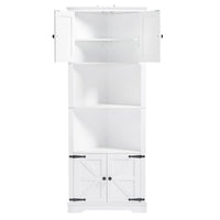 Tall Bathroom Storage Cabinet, Corner Cabinet With Doors And Adjustable Shelf, Mdf Board, White White Mdf