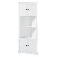 Tall Bathroom Storage Cabinet, Corner Cabinet With Doors And Adjustable Shelf, Mdf Board, White White Mdf