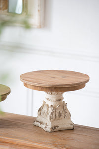 D10.5" X 7.5" Cake Stand, Wood Cake Plate With Magnesium Base Cream Brown Magnesium Oxide