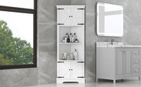 Tall Bathroom Storage Cabinet, Corner Cabinet With Doors And Adjustable Shelf, Mdf Board, White White Mdf