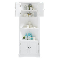 Tall Bathroom Storage Cabinet, Corner Cabinet With Doors And Adjustable Shelf, Mdf Board, White White Mdf