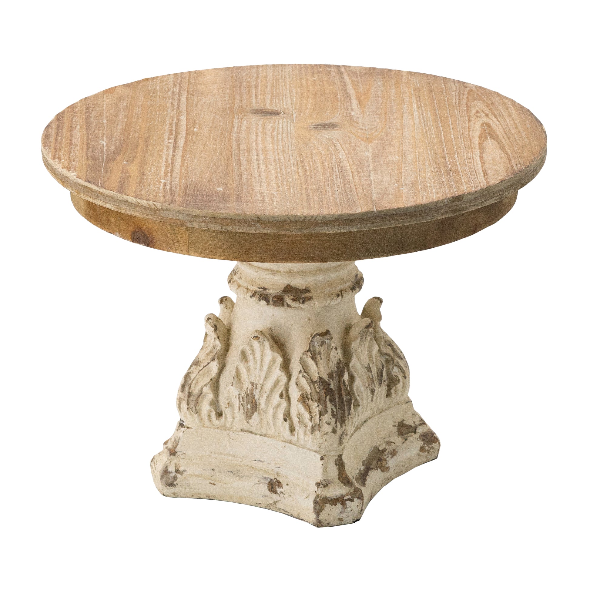 D10.5" X 7.5" Cake Stand, Wood Cake Plate With Magnesium Base Cream Brown Magnesium Oxide