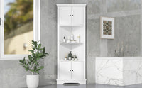 Tall Bathroom Storage Cabinet, Corner Cabinet With Doors And Adjustable Shelf, Mdf Board, White White Mdf