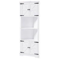 Tall Bathroom Storage Cabinet, Corner Cabinet With Doors And Adjustable Shelf, Mdf Board, White White Mdf