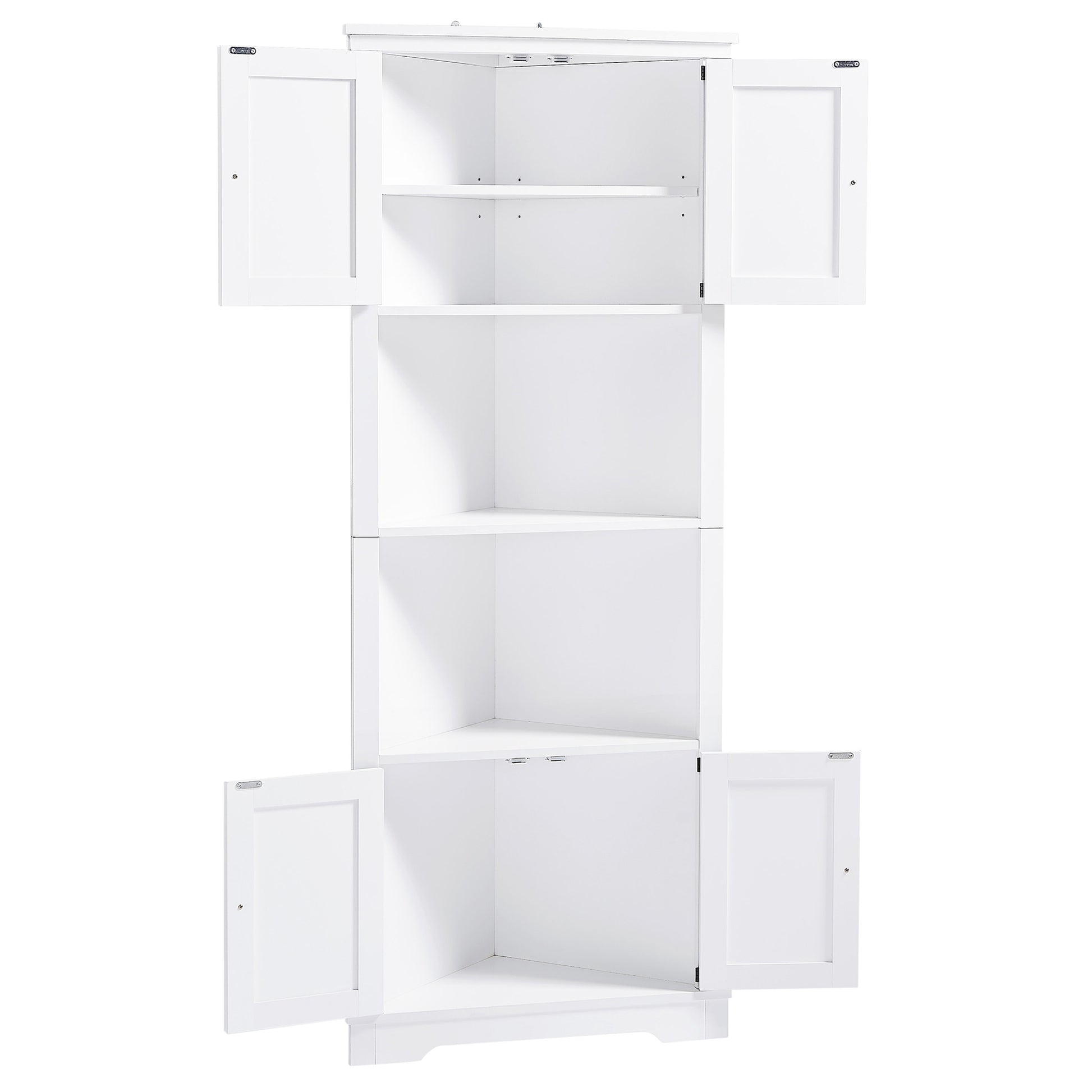 Tall Bathroom Storage Cabinet, Corner Cabinet With Doors And Adjustable Shelf, Mdf Board, White White Mdf