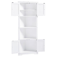 Tall Bathroom Storage Cabinet, Corner Cabinet With Doors And Adjustable Shelf, Mdf Board, White White Mdf