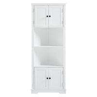 Tall Bathroom Storage Cabinet, Corner Cabinet With Doors And Adjustable Shelf, Mdf Board, White White Mdf