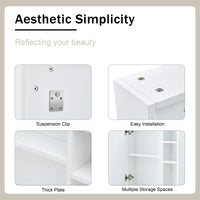 A White Mdf Material Mirror Cabinet, Bathroom Mirror, And A Separate Wall Mounted Bathroom Mirror For Storage And Space Saving. White Mdf Glass