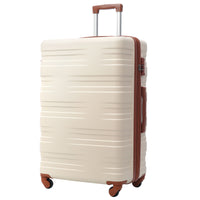 Luggage With Tsa Lock Spinner Wheels Hardside Expandable Luggage Travel Suitcase Check In Luggage Abs 28" Brown White Abs