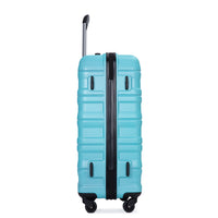 Expandable 3 Piece Luggage Sets Pc Lightweight & Durable Suitcase With Two Hooks, Spinner Wheels, Tsa Lock, 21 25 29 Aqua Blue Aqua Blue Pc