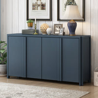 Designed Storage Cabinet Sideboard With 4 Doorsadjustable Shelves, Suitable For Living Rooms, Entrance And Study Rooms. Navy Blue Mdf Acacia