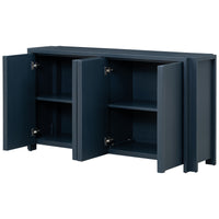 Designed Storage Cabinet Sideboard With 4 Doorsadjustable Shelves, Suitable For Living Rooms, Entrance And Study Rooms. Navy Blue Mdf Acacia