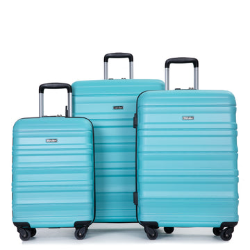 Expandable 3 Piece Luggage Sets Pc Lightweight & Durable Suitcase With Two Hooks, Spinner Wheels, Tsa Lock, 21 25 29 Aqua Blue Aqua Blue Pc