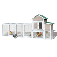 122" Large Gray Wood Chicken Coop Hen House Pet Rabbit Hutch Wooden Pet Cage Backyard With Nesting Box Gray Wood