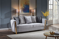 Chanelle Thick Velvet Fabric Upholstered 2Pc Living Room Set Made With Wood In Gray Gray Velvet Wood Primary Living Space Soft Cushion Back Contemporary,Modern Solid Wood Mdf Wood 5 Seat