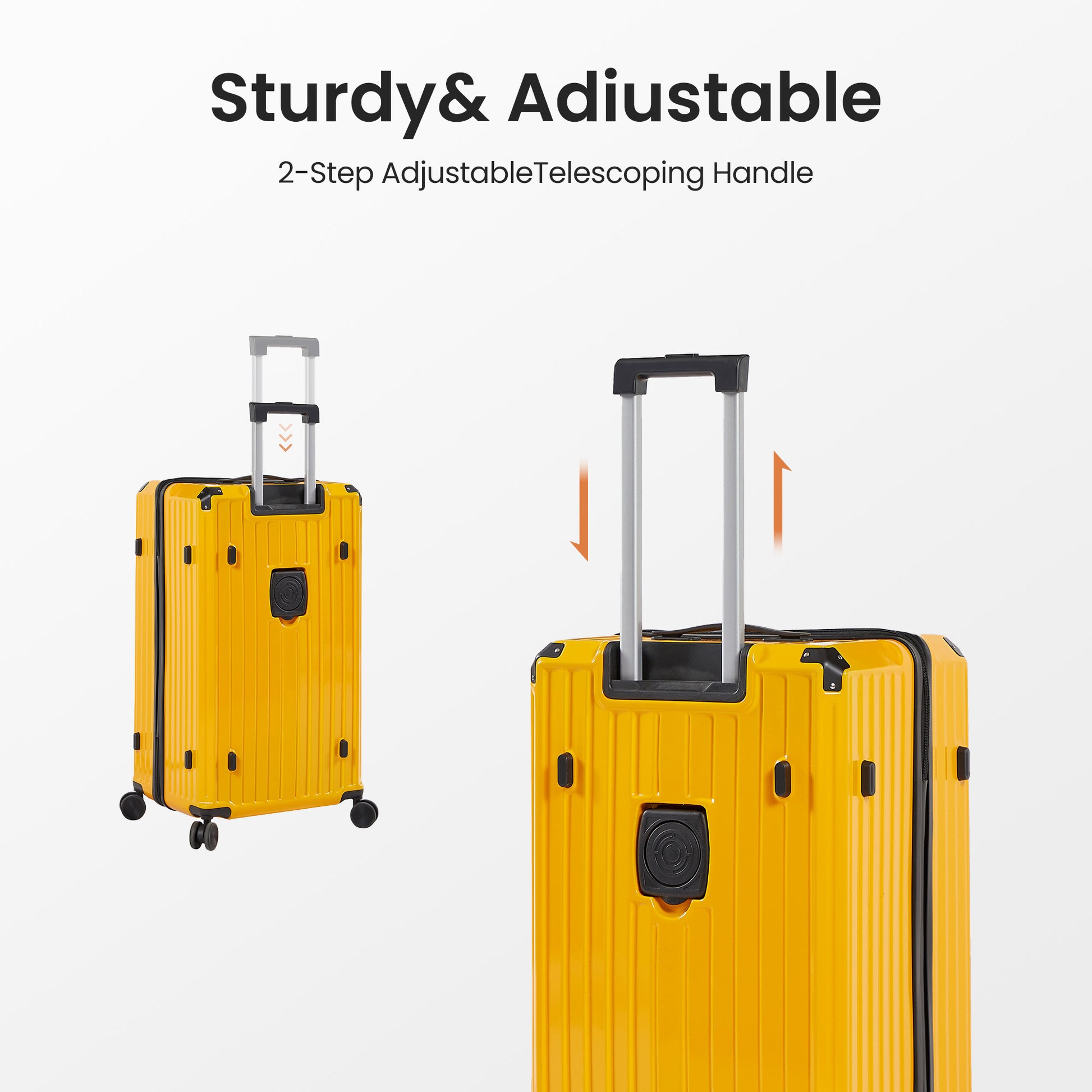 Luggage Set 4 Pcs 20" 24" 29" Travel Bag , Pc Abs Durable Lightweight Luggage With Collapsible Cup Holder, 360 Silent Spinner Wheels, Tsa Lock, Yellow Yellow Abs Pc