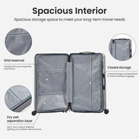 Luggage Set 4 Pcs 20" 24" 29" Travel Bag , Pc Abs Durable Lightweight Luggage With Collapsible Cup Holder, 360 Silent Spinner Wheels, Tsa Lock, Gray Dark Gray Abs Pc