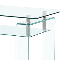 Rectangle Clear Glass Coffee Table, Modern Glass Coffee Table For Living Room, 2 Tier Storage Center Coffee Table,Tempered Glass Tea Table Transparent Glass