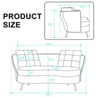 Polyester Fiber Loveseat Sofa Upholstered Couch With Golden Metal Legs Club Two Seat Sofa For Living Reading Room Bedroom Apartment Small Space Dorm,Yellow. Yellow Polyester Wood Primary Living