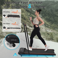 Folding Walking Pad Under Desk Treadmill For Home Office 2.5Hp Walking Treadmill With Incline 0.5 7.5Mph 265Lbs Capacity Treadmill For Walking Running Two Ways To Adjust Speed Black Metal