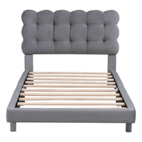 Twin Size Upholstered Platform Bed With Soft Headboard,Gray Gray Upholstered