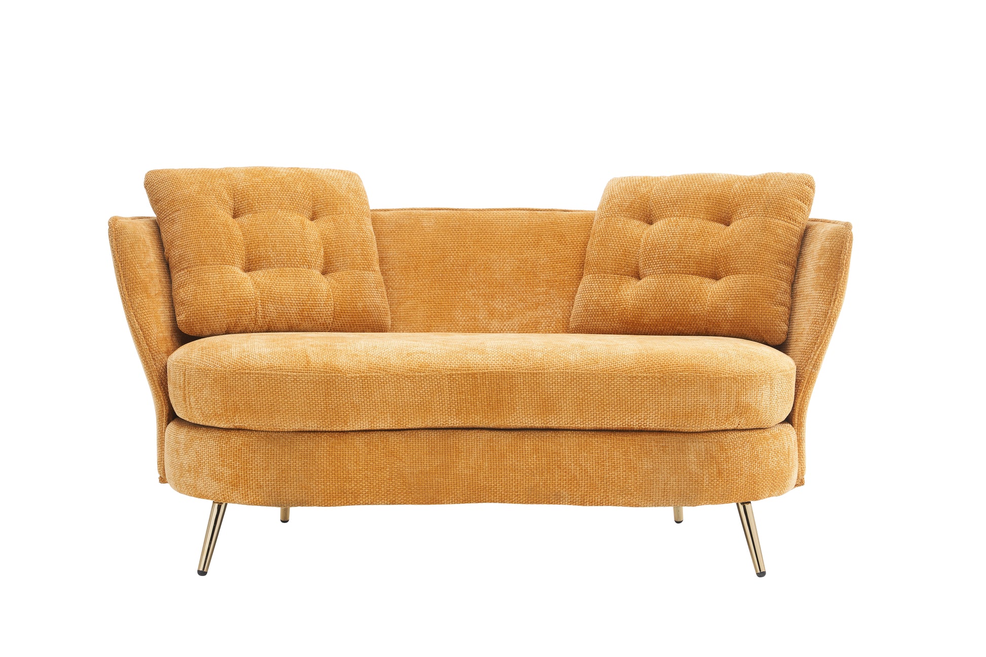 Polyester Fiber Loveseat Sofa Upholstered Couch With Golden Metal Legs Club Two Seat Sofa For Living Reading Room Bedroom Apartment Small Space Dorm,Yellow. Yellow Polyester Wood Primary Living