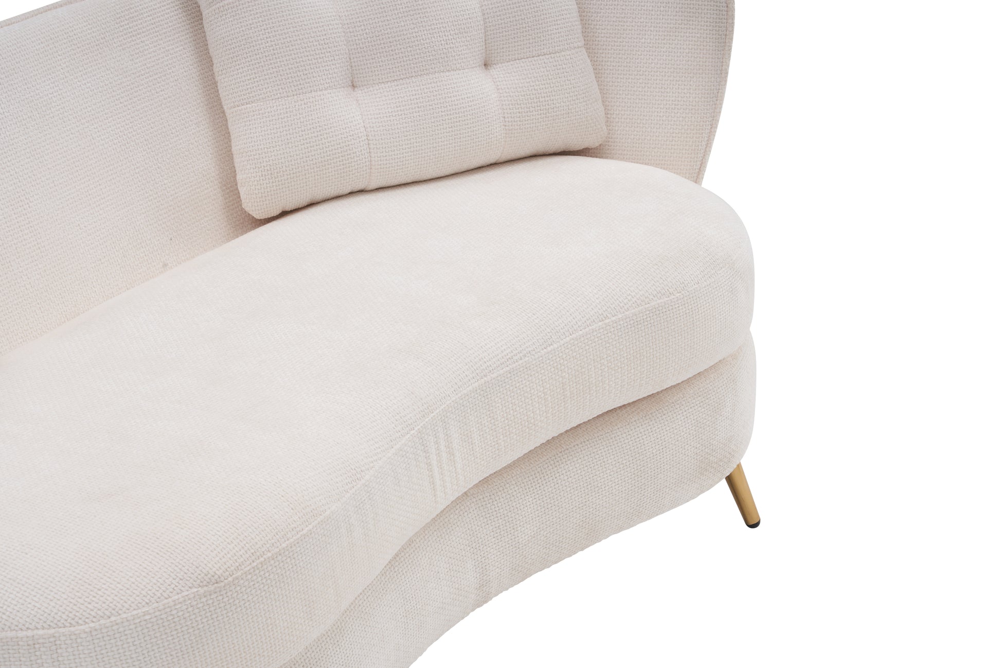 Polyester Fiber Loveseat Sofa Upholstered Couch With Golden Metal Legs Club Two Seat Sofa For Living Reading Room Bedroom Apartment Small Space Dorm,White. White Polyester Wood Primary Living Space Soft Tight Back Modern Polyester