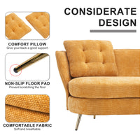 Polyester Fiber Loveseat Sofa Upholstered Couch With Golden Metal Legs Club Two Seat Sofa For Living Reading Room Bedroom Apartment Small Space Dorm,Yellow. Yellow Polyester Wood Primary Living