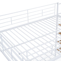 Full Size Metal Loft Bed With Upper Grid Storage Shelf And Lateral Storage Ladder, White White Mdf Metal