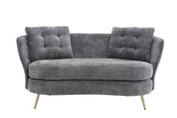 Polyester Fiber Loveseat Sofa Chair Upholstered Couch With Golden Metal Legs Club Two Seat Sofa For Living Reading Room Bedroom Apartment Small Space Dorm,Grey. Grey Polyester Wood Primary Living Space Soft Tight Back Modern Polyester